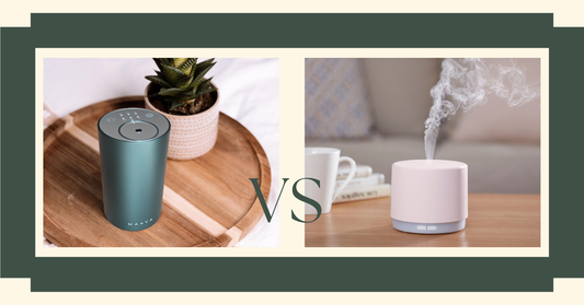 Comparison of waterless diffuser and ultrasonic diffuser side by side